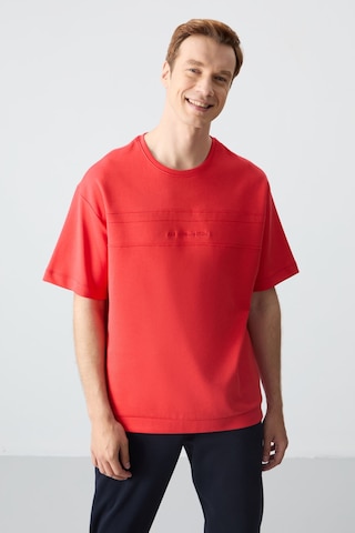 Tommy Life Fiesta Lacivert Pamuklu Kalın Yumuşak Dokulu Oversize Fit Basic Erkek Eşofman Takım - 85261 Kırmızı - Lacivert
