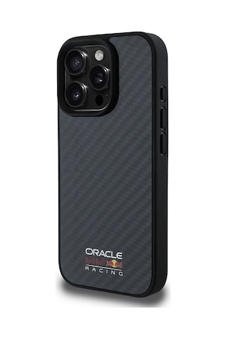 Apple Uyumlu iPhone 16 Pro Max Kılıf Redbull Lisanslı Magsafe Karbon Fiber Parlayan Logolu Kapak Siyah