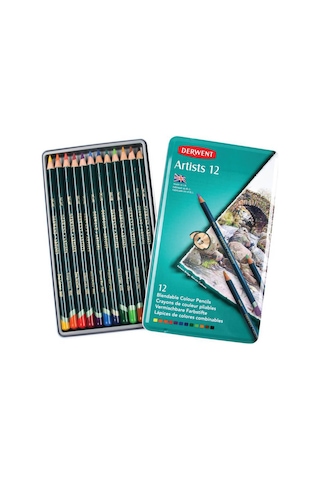 Derwent Artists Pencils Kuruboya Kalemi Teneke Kutu 12'Li Renk