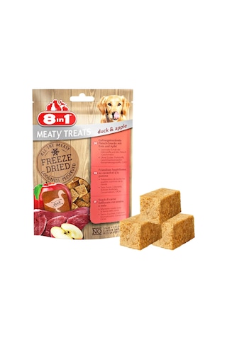 8in1 Meaty Treats Ördekli ve Elmalı Kurutulmuş Tahılsız Köpek Ödülü 50 G