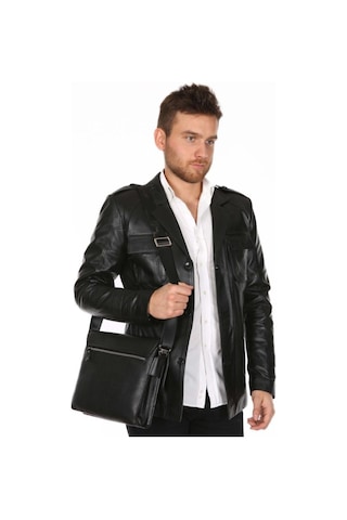 Hakiki Kuzu Derisi Siyah Gömlek Cep Düğmeli Erkek Deri Ceket Siyah