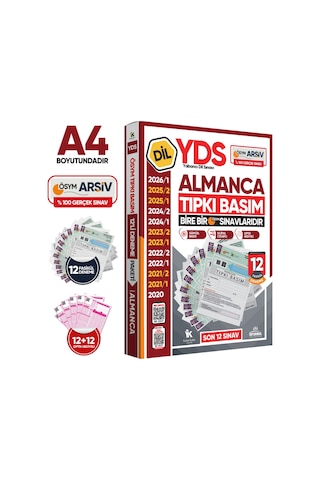 2026 YDS Almanca ÖSYM Tıpkı Basım Çıkmış Soru Deneme Paketi Dijital Çözümlü 12li Fasikül SETİ