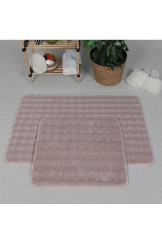 Zebra Casa Bonny 2 Li Pelüş Banyo Paspası Pudra