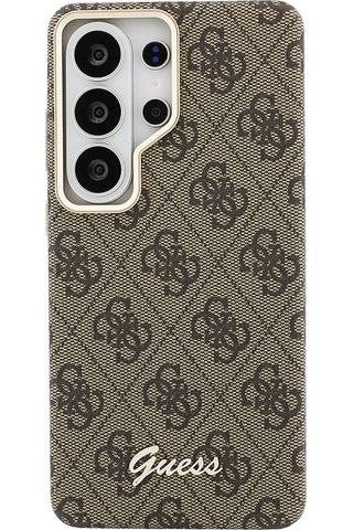 Galaxy Uyumlu S26 Ultra Kılıf Guess Lisanslı M-safe Uyumlu Script Yazı Logolu 4g Desenli Kapak Kahverengi Kahverengi