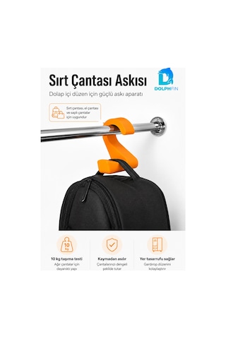 Dolap İçi Çanta Askısı Sırt Çantası Askı Aparatı Düzenleyici Turuncu