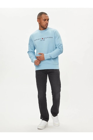 Tommy Hilfiger Erkek Sıfır Yaka Sweatshirt Buzmavisi