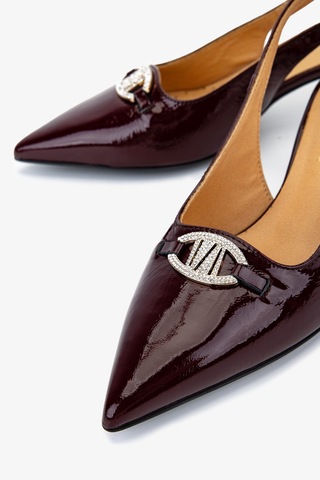 Valmenti Kadın Hakiki Deri Bordo Slingback Ayakkabı 611 H51005 Bn Ayk Sk25-26 Bordo Vernıce Bordo