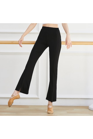 Kosona Kadınlar İçin Yüksek Bel Yoga Taytları - Esnek, Nefes Alıcı Kumaş, Ön Açık Ve Saçaklı Bacaklı - Siyah Spor Antet Eşyası SiYAH