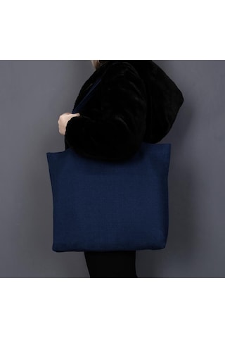Keten Görünümlü Körüklü Kadın Kol Ve Omuz Çantası Lacivert-1409