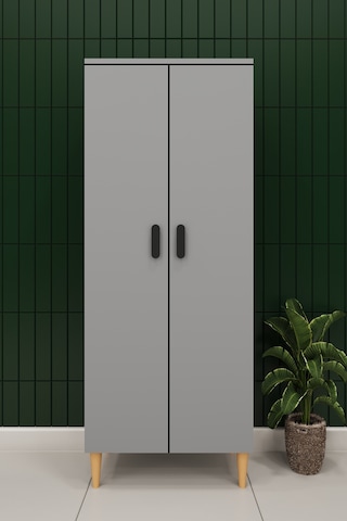Modern 2 Kapaklı Çok Amaçlı Mutfak Banyo Dolabı %100 Mdf Erzak Kiler Dolabı Fd02 Kül Gri