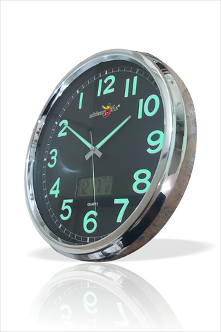 Fosforlu Gece Görünen 32 Cm Ters Çalışan Sessiz Siyah Duvar Saati Siyah - Gümüş