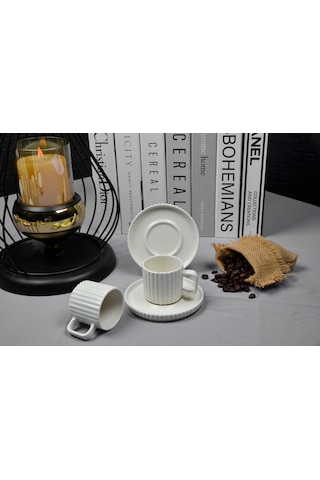 12 Parça 6 Kişilik Porselen Satürn Kahve Fincan Takımı