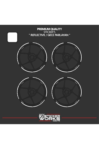 Reflektif Motosiklet Jant Sticker Seti 17 İnch Uyumlu 16'lı Set 79121690