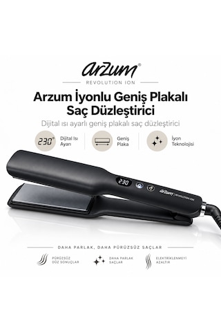 Arzum Ar5180 Ion Geniş Plakalı İyonlu Saç Düzleştirici 230 C Dijital Isı Ayarlı