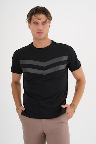 Erkek Siyah Baskılı %100 Pamuklu Standart Kalıp T-shirt Beyaz