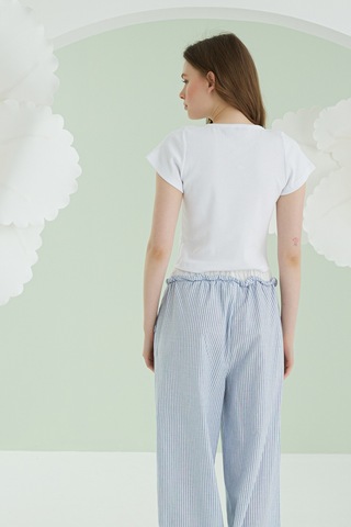 Nbb Kadın Mavi Crop Pijama Takım Mavi