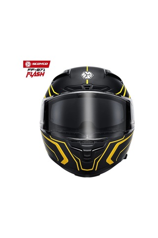 Scoyco FF-871 Flash Güneş Vizörlü Kapalı Motosiklet Kask Mat Sarı - Siyah