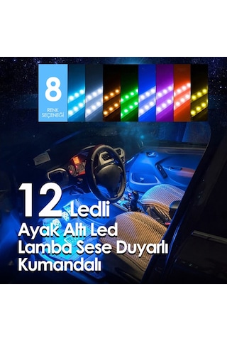 Ayak Altı 12 Ledli Lamba Sese Duyarlı Led Müziğe Duyarlı Led
