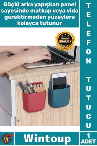 Telefontutucu Yapışkanlı Plastik Kablo Düzenleme Kumanda Tutucu Duvara Monte Telefon Şarj İstasyonu