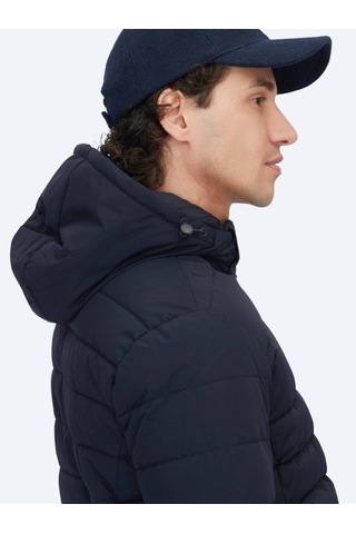 Kip Lacivert Regular Fit Kapüşonlu Casual Dokuma Mont