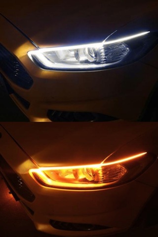 2 Renkli Kayar Sinyalli Far Üstü & Far İçi Gündüz Ledi 60 Cm Beyaz + Sarı