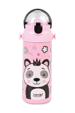 Askılı Pipetli Çelik Suluk Matara 550 Ml Pembe Pembe