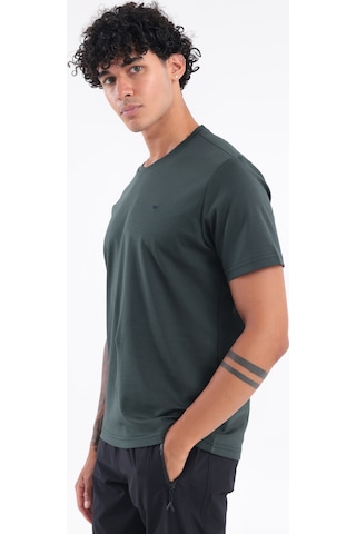 Rowinger Modal İnterlock Kumaş Minimal Logolu Bisiklet Yaka Erkek Spor T-shirt Darkgreen