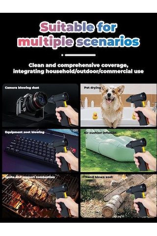 Kana Vıolent Fan Hava Üfleyici/taşınabilir Turbo Fan, 10000 Mah Pc Ev Araba Temizleme İçin