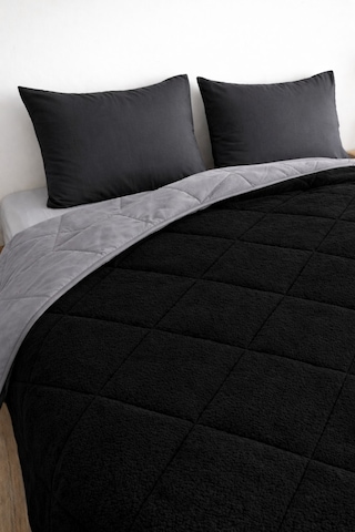 Pamuklu Lüks Çift Taraflı Çift Kişilik Welsoft Yorgan 195x215cm Siyah-gri