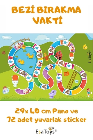 Tuvalet Eğitimi Sticker Panosu 60'lı Set 2-3 Yaş Eğitici Ödül Tablosu