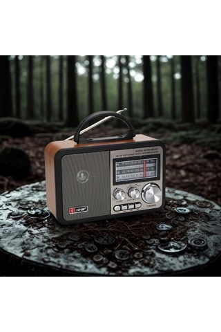 Uravas Store Orta Boy Retro, Nostaljik, Ahşap Tasarım Bluetooth Hoparlörlü, Şarjlı, Taşınabilir Fm/am Destekli Radyo Ns-8897