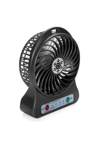 Mini Şarjlı Fan Vantilatör Masaüstü 3 Kademeli Soğutucu Sessiz Vantilatör Fan Siyah