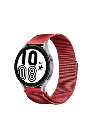 Newface Samsung Galaxy Uyumlu Watch 4 Metal Mıknatıslı Kordon - Kırmızı