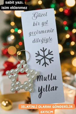 Mutlu Yıllar Ayraç Ve İnci Yıldız Anahtarlık - Yılbaşı Hediyesi - Yeniyıl Hediyesi - 1 Adet