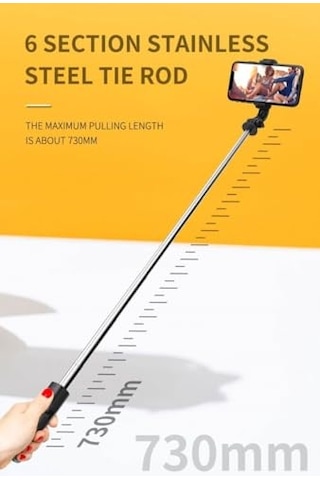 Bluetooth Selfie Stick Tripod 360 Döner, 70 Cm Ayarlanabilir Uzunluk, Uzaktan Deklanşör, Hafif Ve Katlanabilir