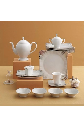 Güral Porselen Spinoza Elegant 6 Kişilik Kahvaltı Takımı 30 Parça 725 Beyaz
