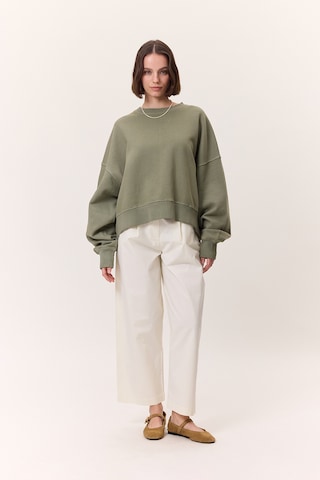 Yıkama Efektli Sweatshırt Yeşil Yeşil