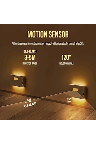 Honeybeeshop 4 Adet Led Sensörlü Şarj Edilebilir Usb Duvar Aplike Hareket Sensörlü Ayarlanabilir Işık Yatak Odası Koridor Dolap Mutfak