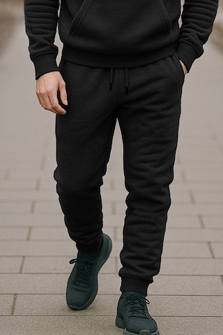 Erkek Paçası Ve Beli Lastikli Üç İplik Şardonlu Eşofman Altı 0341 Siyah Siyah