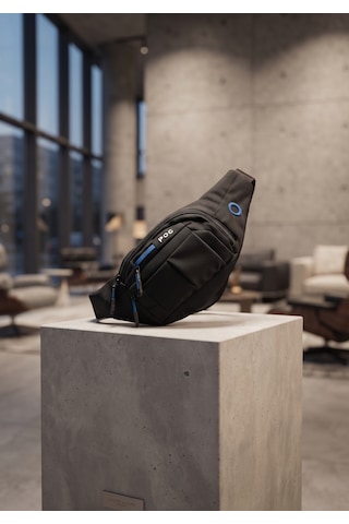 Newish Polo Unisex Siyah Mavi Su Geçirmez Usb Ve Kulaklık Girişli Bel Ve Omuz Çanta Freebag Siyah-mavi.