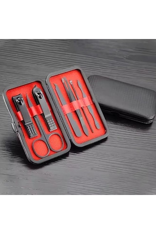 Shopytech 7 Parça Profesyonel Manikür Pedikür Seti Siyah Lüks Seyahat Çantası, Kadın & Erkek Tırnak