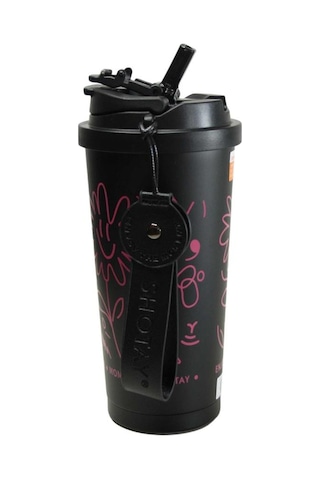 Shotay St-8913 Çift Kullanım Pipetli/rahat İçim Siyah 500ml Çelik Termos Diğer