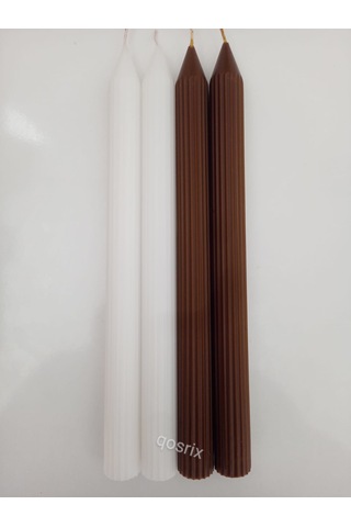 Yılbaşı Özel Serisi 4'lü Kahverengi Beyaz Şamdan Doğal Kokulu