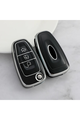 Ford Uyumlu Focus 3 - 3,5 Mondeo Kumanda Kılıfı Siyah Gümüş