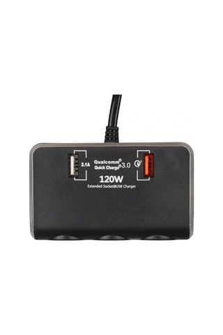 Olesson 1639 12-24v Çift Usb Girişli Hızlı Şarj Destekli 120w 80cm Kablolu Dijital Voltaj Ekranlı 3'