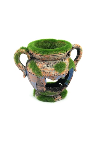 Vkemall Akvaryum Dekorasyonu: Saf Reçine Bitkili Kırık Süs Saksısı - Yüksek Kalite, Bakımı Kolay, Tüm Su Canlıları İçin Uygun