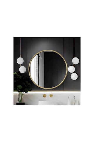 70x70 Yuvarlak Çerçeveli Dekor Aynası/banyo Aynası/dekoratif Makyaj Aynası Altın 70 X 70 Çok Renkli