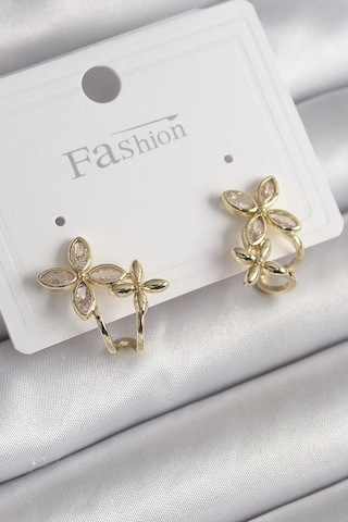 Tua Moda Pirinç Gold Renk Zirkon Taşlı 2'li Çiçek Model Kadın Küpe Çok Renkli Tua Moda Pirinç Gold Renk Zirkon Taşlı 2'li Çiçek Model Kadın Küpe Çok Renkli