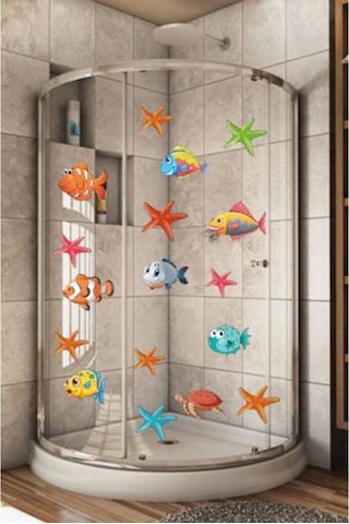 Balıklar Ve Deniz Yıldızları Duşakabin Banyo Sticker Seti