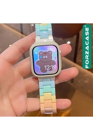 Forzacase Apple Uyumlu Watch Se 40mm İçin Renkli Baklalı Kordon Kayış - Fc688 Beyaz